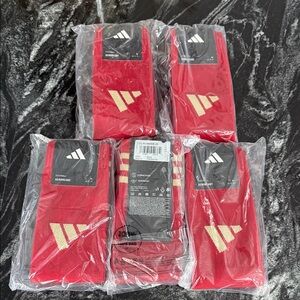 Adidas Red Athletic Socks Pack soccer football lot of 5
